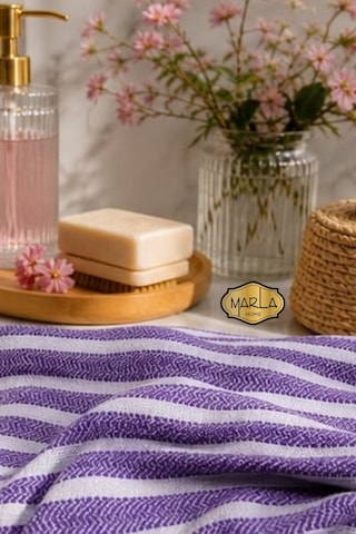 %100 Pamuk Dokuma Peştemal Havlu Plaj & Banyo Havlusu 100x170 Cm Mor