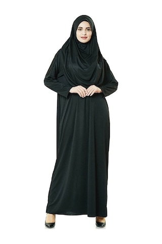 Siyah Namaz Elbisesi - Kabe Motifli Seccade ve Tesbih - Ibadet Se