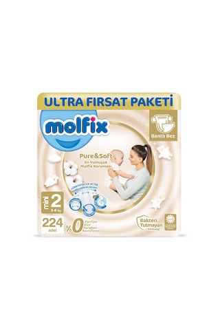 Molfix Pure&Soft 2 Numara Mini Ultra Fırsat Paketi 224 Adet