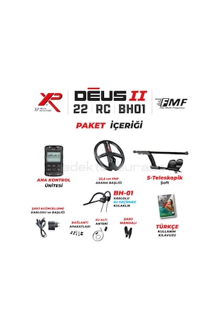 DEUS 2 - 22,5cm FMF Başlık, Ana Kontrol Ünitesi (RC), BH-01 Kablolu Su Geçirmez Kulaklık