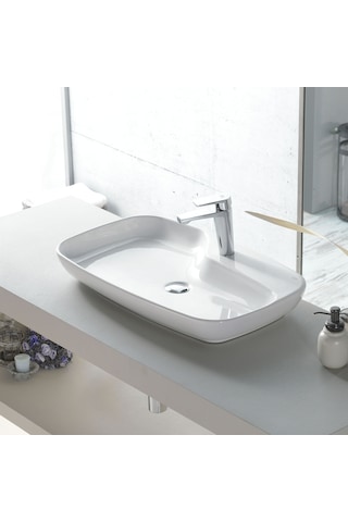 Turkuaz Seramik Nova Tezgah Üstü Lavabo 70 CM Beyaz