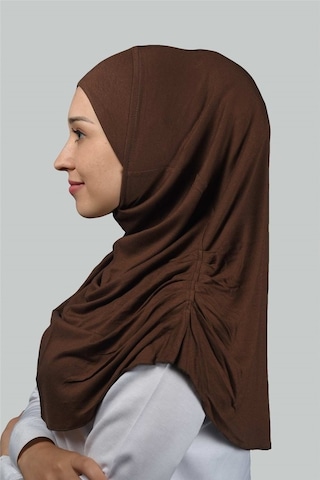 Altobeh Hazır Türban Büzgülü Pileli Pratik Eşarp Tesettür Hijab - Namaz Örtüsü - Çikolata