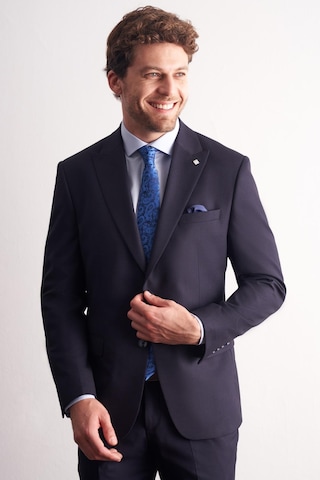 İmza Koyu Lacivert Kırlangıç Yaka Kendinden Desenli Esnek Bel Slim Fit 6 Drop Takım Elbise 1001255167 Koyu Lacivert