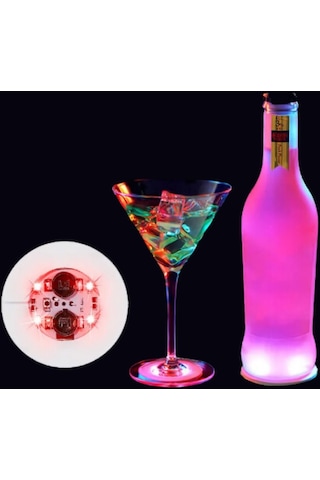Yuvarlak RGB Led Işıklı Bardak Altlığı Şişe Vazo Altı Aydınlatma Dekoratif Led Işık