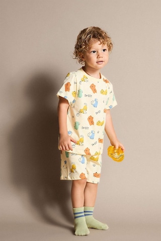Defacto Hayvan Baskılı Kısa Kollu Üst Şort Alt 2li Pijama Takımı Erkek Bebek H7901a526hsyl522 Sarı-yl522
