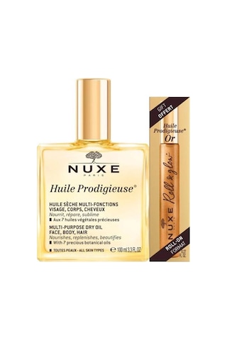Nuxe Huile Prodigieuse Çok Amaçlı Kuru Yağ 100 ML + Huile Roll-On Cilt Bakım Yağı 8 ML