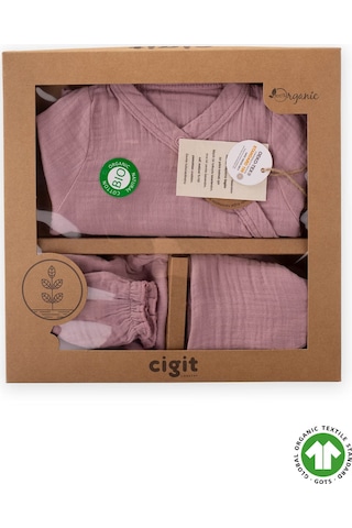 Cigit Organik Hastahane Çıkışı Bebek Takımı 0-3 Ay Leylak Leylak