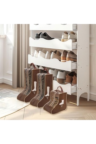 Pazly Suntek 3x Bot Saklama Çantası Taşınabilir Trend Koruyucu Kahverengi Pratik Kahverengi