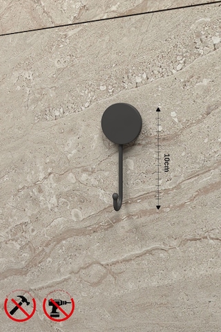 Alper Banyo Yapışkanlı Siyah TŞ01 Banyo ve Mutfak Rafı Siyah Banyo Duş Askısı 1 Adet Mat Siyah