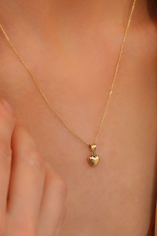 14 Ayar Altın Kolye Kalp Altın Kolye Zincirli - Klp-mdl-123456 Sarı Altın