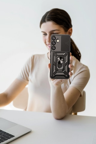Newface Samsung Uyumlu Galaxy S25 Fe Pars Lens Yüzüklü Silikon - Yeşil Yeşil