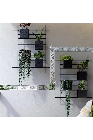 Oymalı Desen Pleksi Ayna 20x5cm 12 Adet - Silver Diğer