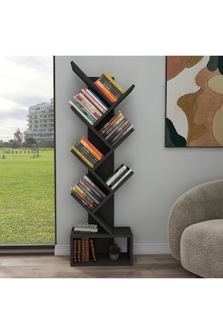 Reyo Home Enda Erine 8 Raflı Zikzak Kitaplık Antrasit