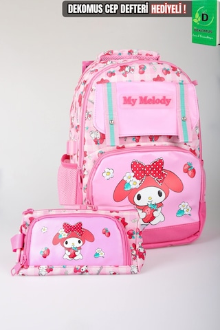 X Dekomus Lisanslı My Melody Sweet Berry Collection Büyük Boy Okul Çantası Ve Kalem Çantası Seti Açık Gri