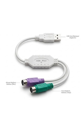 Molix Mx-4458 Usb To Ps2 Dönüştürücü Kablo - Çift Girişli Klavye Ve Mouse Adaptörü