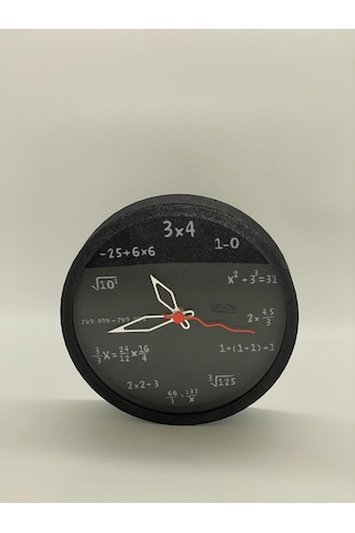 Matematik Temalı Duvar Saati, Siyah Kasa, Zamanı Bilimle Yorumla Siyah