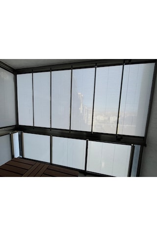 Plise Katlanır Cam Balkon Perdesi - Ofis Perdesi - Mutfak Perdesi - Salon Perdesi Beyaz Beyaz