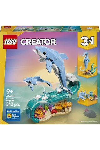 LEGO® Creator 3'ü 1 Arada Deniz Hayvanları: Güzel Yunuslar 31385 – 9 yaş ve üzeri çocuklar için Yaratıcı Oyuncak Yapım Seti (542P)