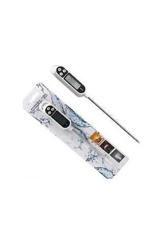 Fortunelane Dijital Gıda Termometre, Çelik Prob, -50 C/+300 C, C/f, Beyaz Beyaz