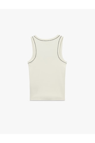 Koton Pamuklu Slim Fit Dikiş Detaylı U Yaka Halter Yaka Fitilli Atlet Ekru 6sak10246ek