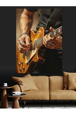 Ahşap Tablo Gitar Çalan Adam Eller