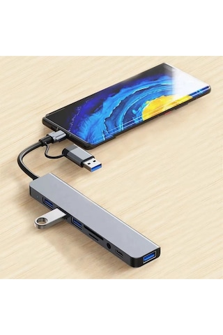 Buffer 8 İn 1 Usb Çevirici Notebook Macbook Type-c Uyumlu Görüntü Aktarıcı Hub