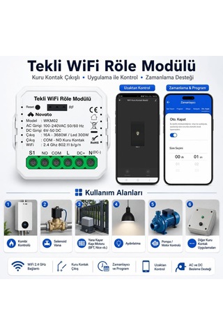 Wifi Kuru Kontak Modül Tuya, Smart Life Uyumlu - Wkm02
