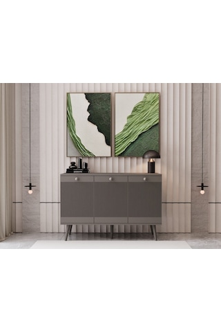 Melura Konsol 120 Cm %100 Mdf Lake Ahşap Ayaklı Gri