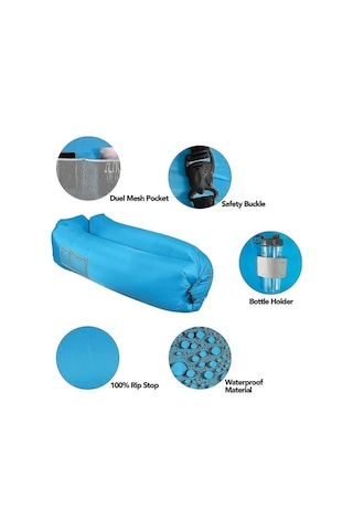 Bloomnest Şişme Hava Kanepe Şezlong - Seyahat Dostu, Su Geçirmez, Kompakt Altın - Siyah