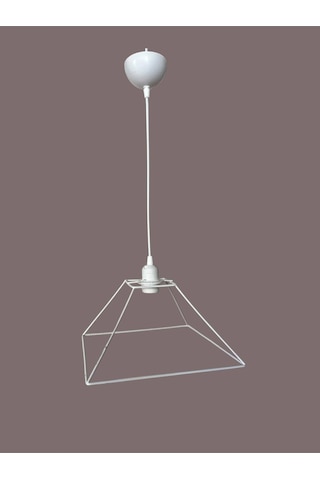 Kare Avize Teli , İskeleti 30x15 Cm Beyaz Statik Boyalı Duy Takımı Dahil Beyaz