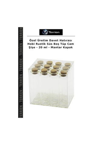 Özel Üretim Davet Hatırası Hobi Rustik Süs Boş Tüp Cam Şişe - 20 Ml - Kapak