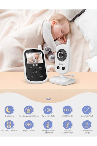 Ghb Bebek Kameralı Telsiz Monitör, 2.4 Ghz, Iki Yönlü Konuşma, Eco Mod, Gece Görüşü, Sıcaklık Sensörü Kamera Sistemi