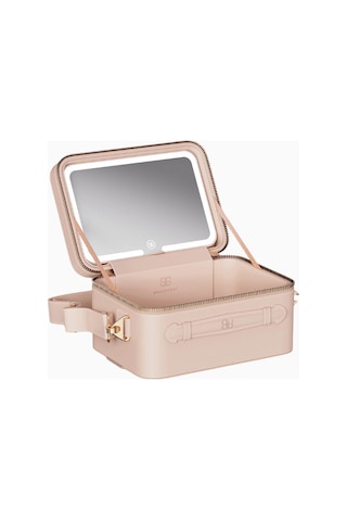 Beautifect Mini Nude Lüks Aydınlatmalı Seyahat Makyaj Çantası Makyaj Çantaları Soft Nude