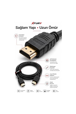 Fury 1.5 Metre Hdmı Kablo 4k Ultra Hd Hdmı 1.4 18gbps Ethernet Arc 3d Full Hd Tv Ps5 Laptop
