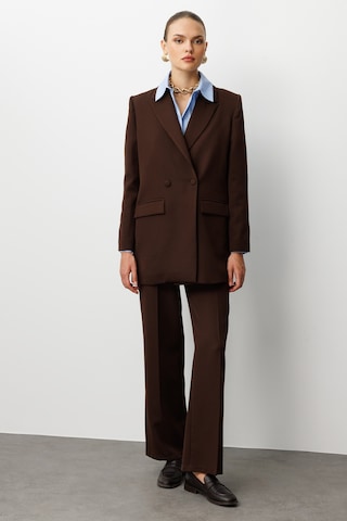 Mizalle Oversize Kahverengi Kruvaze Blazer Ceket Kahverengi
