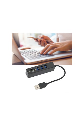 Xindoker Usb 2.0 3 Port Hub + Tf/sd Kart Okuyucu, 480mbps Hızlı Veri Transferi, Plug & Play, Siyah Abs Malzeme, Geniş Uyumlu Çok İşlevli Çevirici