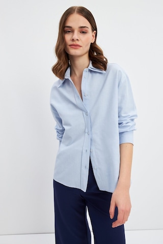 Stella Pulvis Mavi Çift Yaka Detaylı Oxford Gömlek Mavi