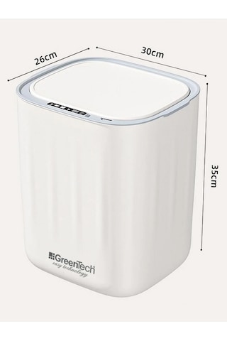 Greentech Sensörlü 28 Litre Çöp Kovası Şarj Edilebilir Lityum Pilli / Gt-sc07 B Beyaz
