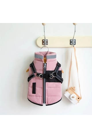 Elmpaly Pembe Küçük Köpek Kışlık Tulum Yumuşak Kalın Kapüşonlu Mont S M