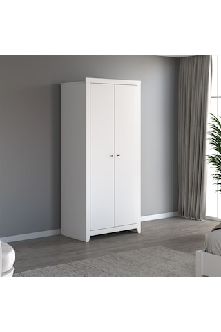 İnarch Dizayn Bled 2 Kapaklı Gardırop Şık Ve Minimalist Yatak Odası Dolabı Beyaz