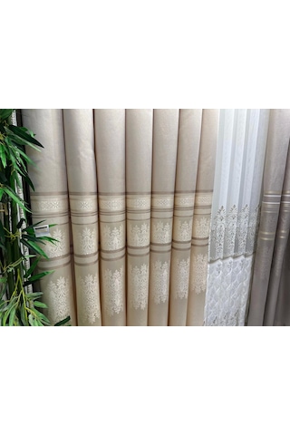 Nivemeshome Ft632255 V-115 Antakya Krem 1/3 Sık Pileli Fon Perde Apm Krem