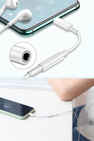 Iphone Ipad Ios Lightning Tak Çalıştır Kulaklık Araç Aux Çevirici Dönüştürücü 3.5mm Uyumlu Kl0263, One Si Beyaz