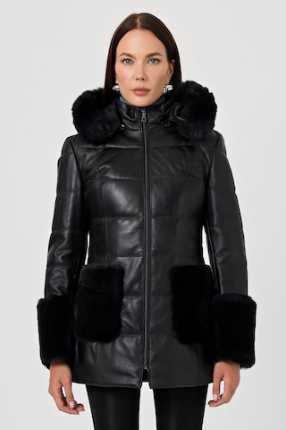 Natalina Siyah Deri Mont Siyah