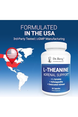 Dr. Berg L-theanine With Ashwa/gandha & L-tyrosine, Zinc & Manganese Adrenal Support Advanced 9-in-1