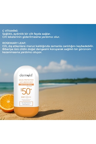 Dermokil Soleil Protection brown Spot Sun Fluid Cream Spf 50+ Leke Karşıtı Fluid Güneş Koruyucu 60 Ml