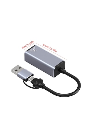Type-C 3.1 / Usb 3.0 to RJ45 Gigabit Ethernet İnternet Çevirici Adaptör - 1000Mbps - Apple Uyumlu MacBook