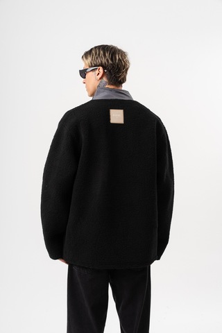 Respire Erkek Zip Oversize Teddy Ceket Siyah