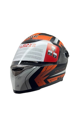 Kask Bgc Full Face Vizörlü Kask Mat Siyah - Turuncu