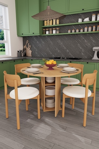 Modern Dolaplı 4 Kişilik Mutfak Yemek Masası Ve Sandalye %100 Mdf Mutfak Yemek Odası Masası Takımı Ymt04 Karına