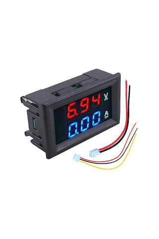 Dijital Dual Voltmetre Ampermetre Volt Akım Ölçer Dc 0-100V 10A Kırmızı-Mavi Led